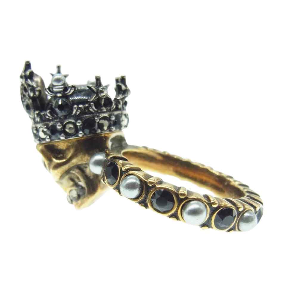 Alexander McQueen アレキサンダーマックイーン Queen Skull Ring クイーン スカル リング ゴールド系 14号【中古】