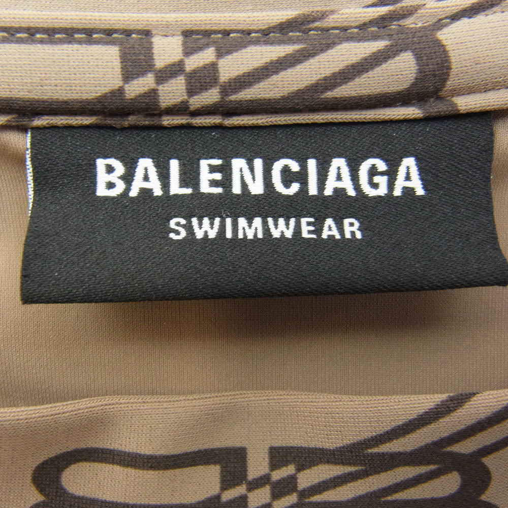 BALENCIAGA バレンシアガ 657027 4B7B9 BB Monogram SWIMWEAR Swim T-Shirt BB モノグラム 半袖 Tシャツ ライトブラウン系 S【極上美品】【中古】