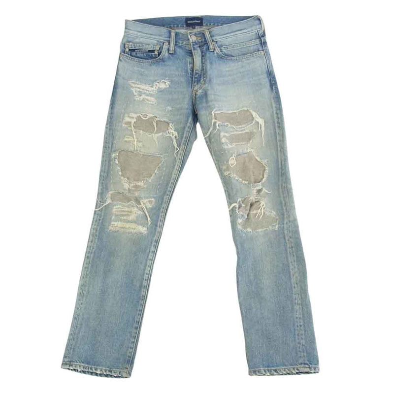 DESCENDANT ディセンダント DIN-4 DAMAGE JEANS ダメージ加工 リペア加工 デニム パンツ インディゴブルー系 1【中古】