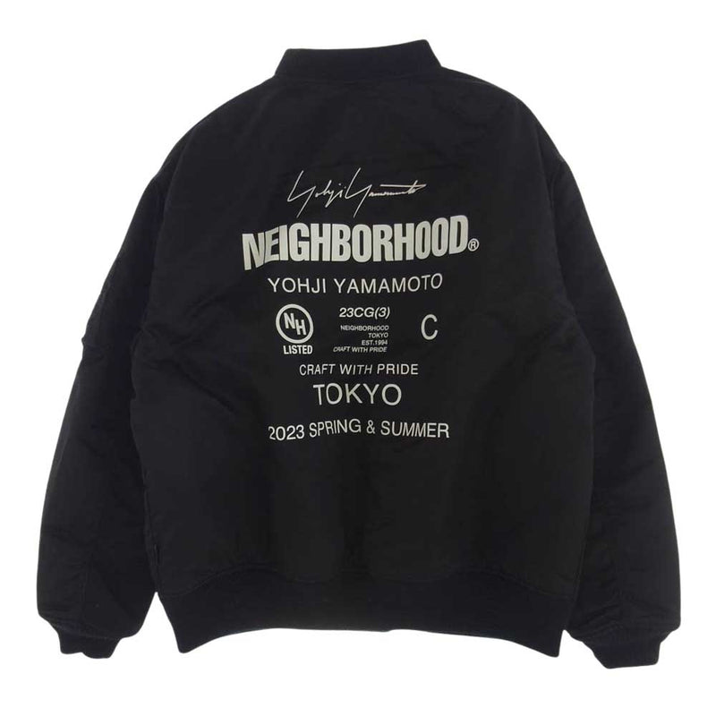 Yohji Yamamoto POUR HOMME ヨウジヤマモトプールオム × NEIGHBORHOOD ネイバーフッド 23SS MA-1 バックロゴプリント ブルゾン ブラック系 XL【中古】