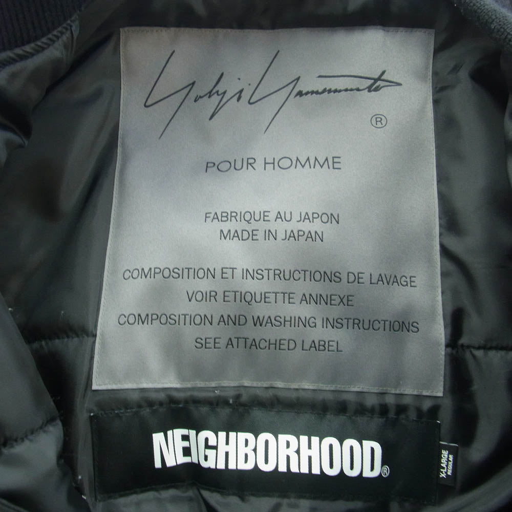 Yohji Yamamoto POUR HOMME ヨウジヤマモトプールオム × NEIGHBORHOOD ネイバーフッド 23SS MA-1 バックロゴプリント ブルゾン ブラック系 XL【中古】