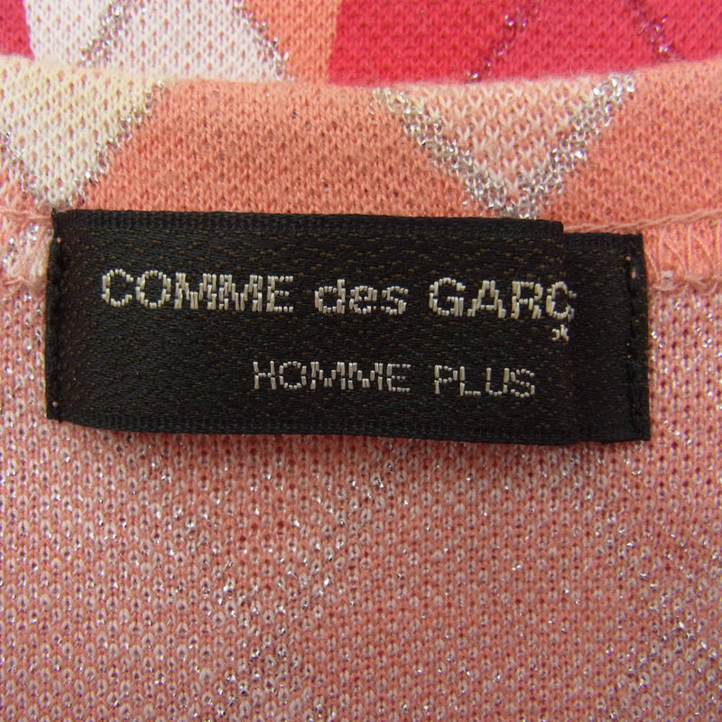 COMME des GARCONS HOMME PLUS コムデギャルソンオムプリュス 00s AD2000 PT-100490 ラメ リンゴ柄袖切り替えジップ ハーフジップ Tシャツ【中古】