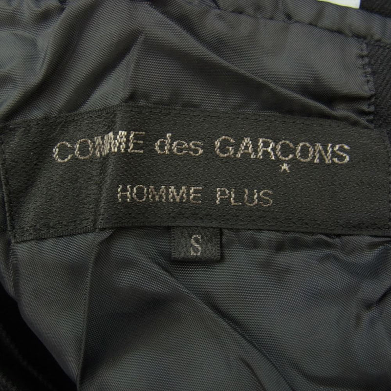 COMME des GARCONS HOMME PLUS コムデギャルソンオムプリュス AD2006 PR-J062 Xパッチワーク ポリ縮 ポリエステル縮絨 ピークドラペル ロング ジャケット ブラック系 S【中古】