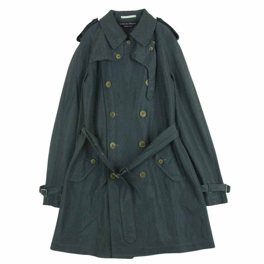 COMME des GARCONS HOMME PLUS コムデギャルソンオムプリュス AD2007 PA-C004 織り柄ト ヘリンボーン メッシュ トレンチコート グレー系 S【中古】