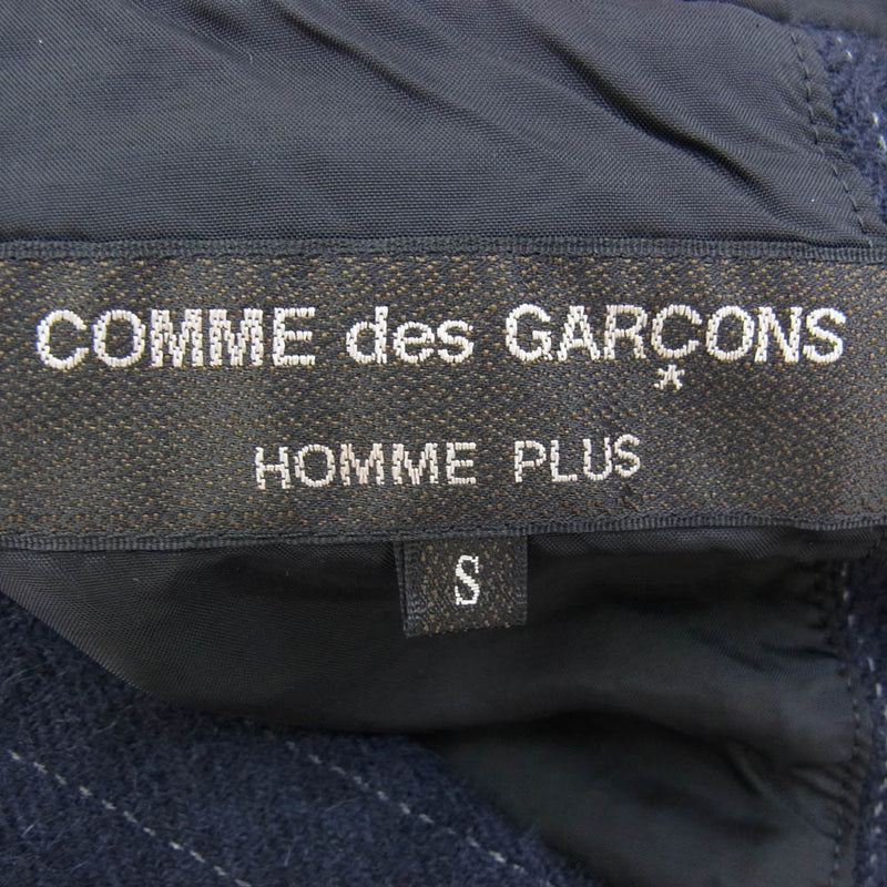 COMME des GARCONS HOMME PLUS コムデギャルソンオムプリュス 14AW AD2014 PN-J084 モヘア混 ストライプ ロング コート ネイビー系 S【中古】