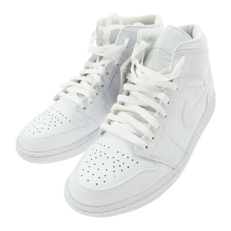 NIKE ナイキ 554724-130 Air Jordan 1 Mid エアジョーダン ミッド Triple White トリプル ホワイト ハイカット スニーカー ホワイト系 27.5cm【極上美品】【中古】