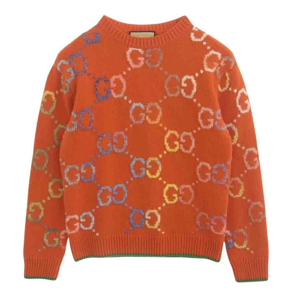 GUCCI グッチ 694774 GG Wool Jacquard Sweater ウール ジャカード セーター オレンジ系 XS【中古】