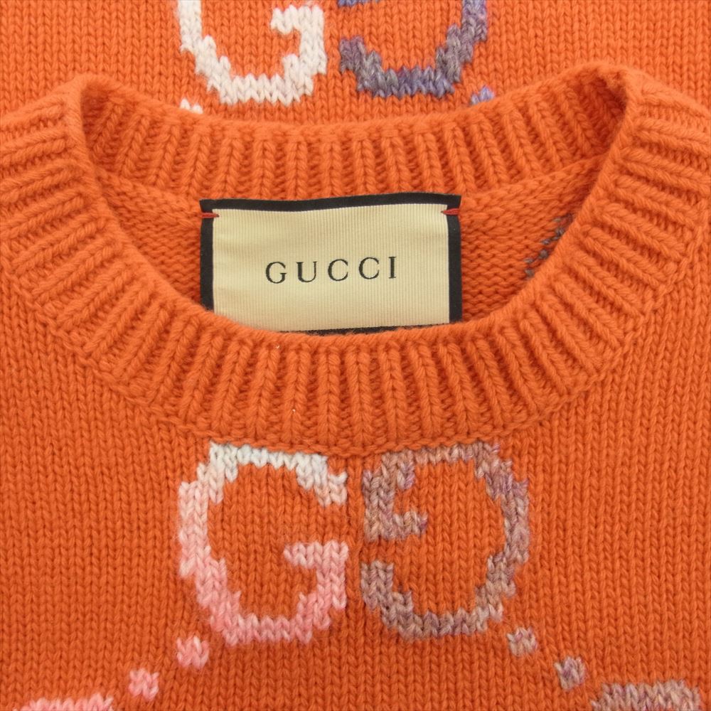 GUCCI グッチ 694774 GG Wool Jacquard Sweater ウール ジャカード セーター オレンジ系 XS【中古】