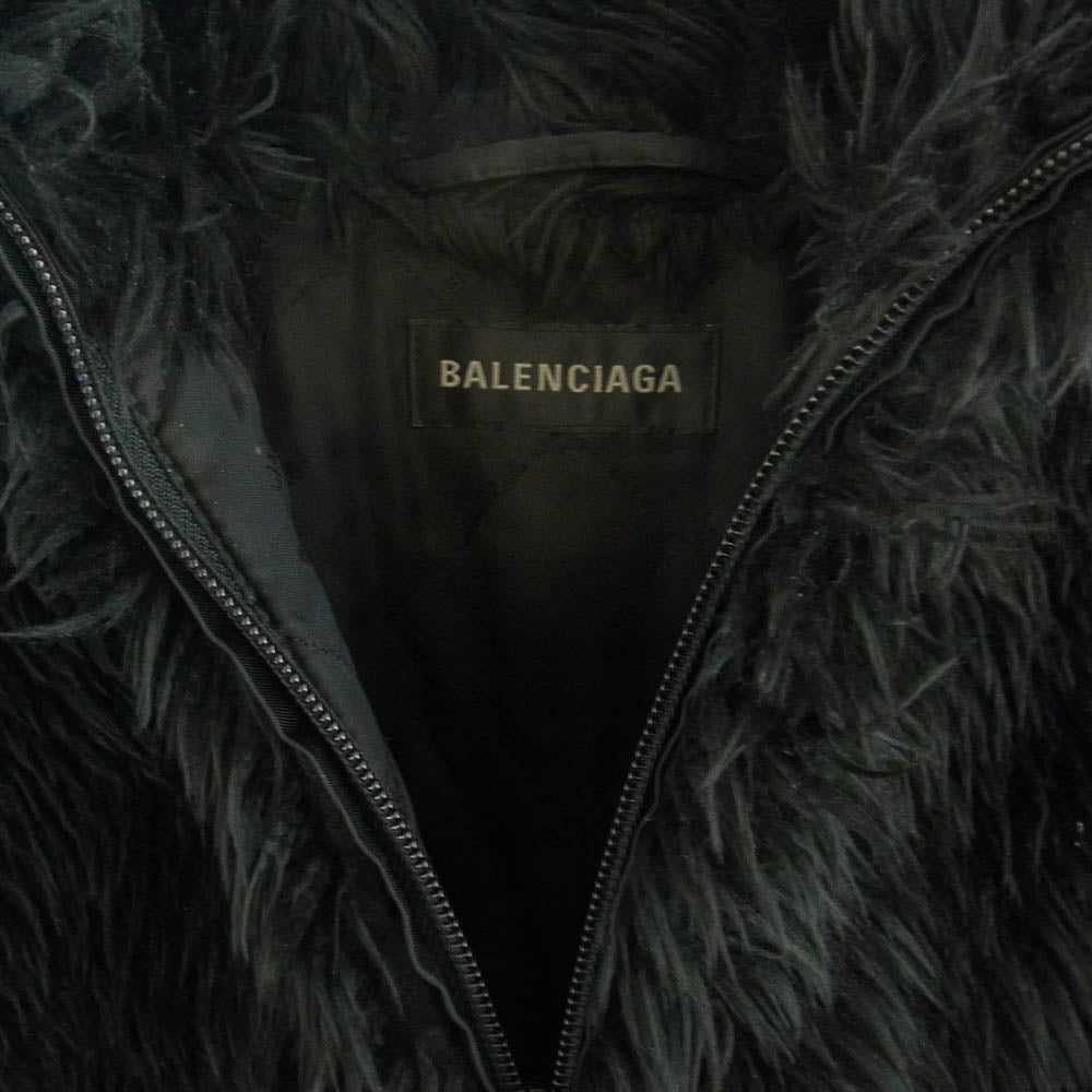 BALENCIAGA バレンシアガ 22AW 681818 ZIP UP FAKEFUR JACKET ジップアップ フェイクファー ジャケット ブラック系 44【中古】