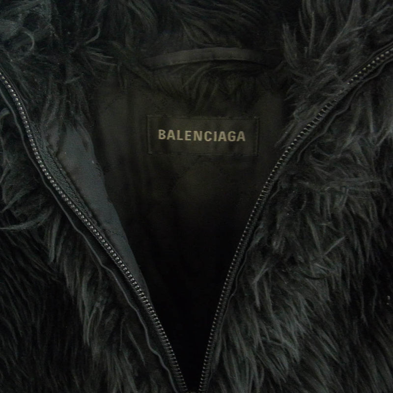 BALENCIAGA バレンシアガ 22AW 681818 ZIP UP FAKEFUR JACKET ジップアップ フェイクファー ジャケット ブラック系 44【中古】