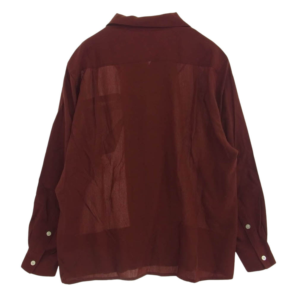WACKO MARIA ワコマリア 22FW TWO-TONE 50S SHIRT リヨセル 長袖 シャツ カラー 切替 エンジ系 ホワイト系 M【美品】【中古】