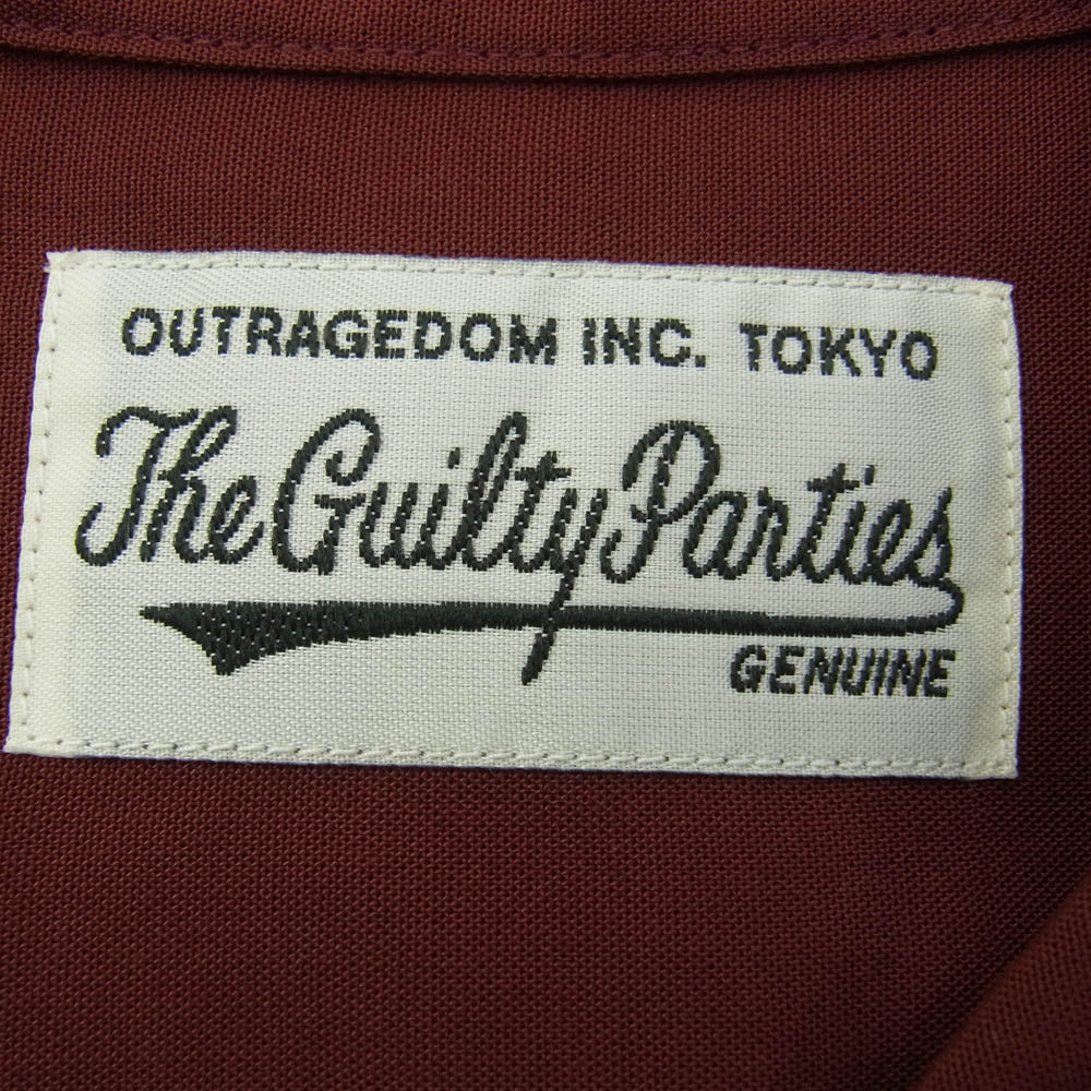WACKO MARIA ワコマリア 22FW TWO-TONE 50S SHIRT リヨセル 長袖 シャツ カラー 切替 エンジ系 ホワイト系 M【美品】【中古】