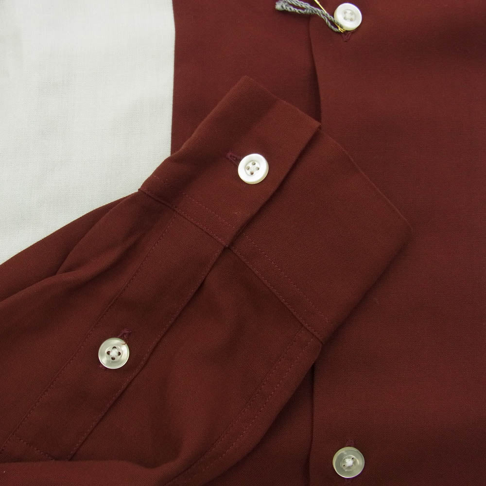 WACKO MARIA ワコマリア 22FW TWO-TONE 50S SHIRT リヨセル 長袖 シャツ カラー 切替 エンジ系 ホワイト系 M【美品】【中古】
