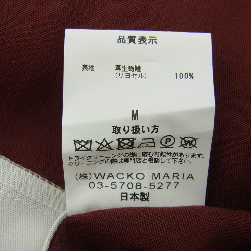 WACKO MARIA ワコマリア 22FW TWO-TONE 50S SHIRT リヨセル 長袖 シャツ カラー 切替 エンジ系 ホワイト系 M【美品】【中古】