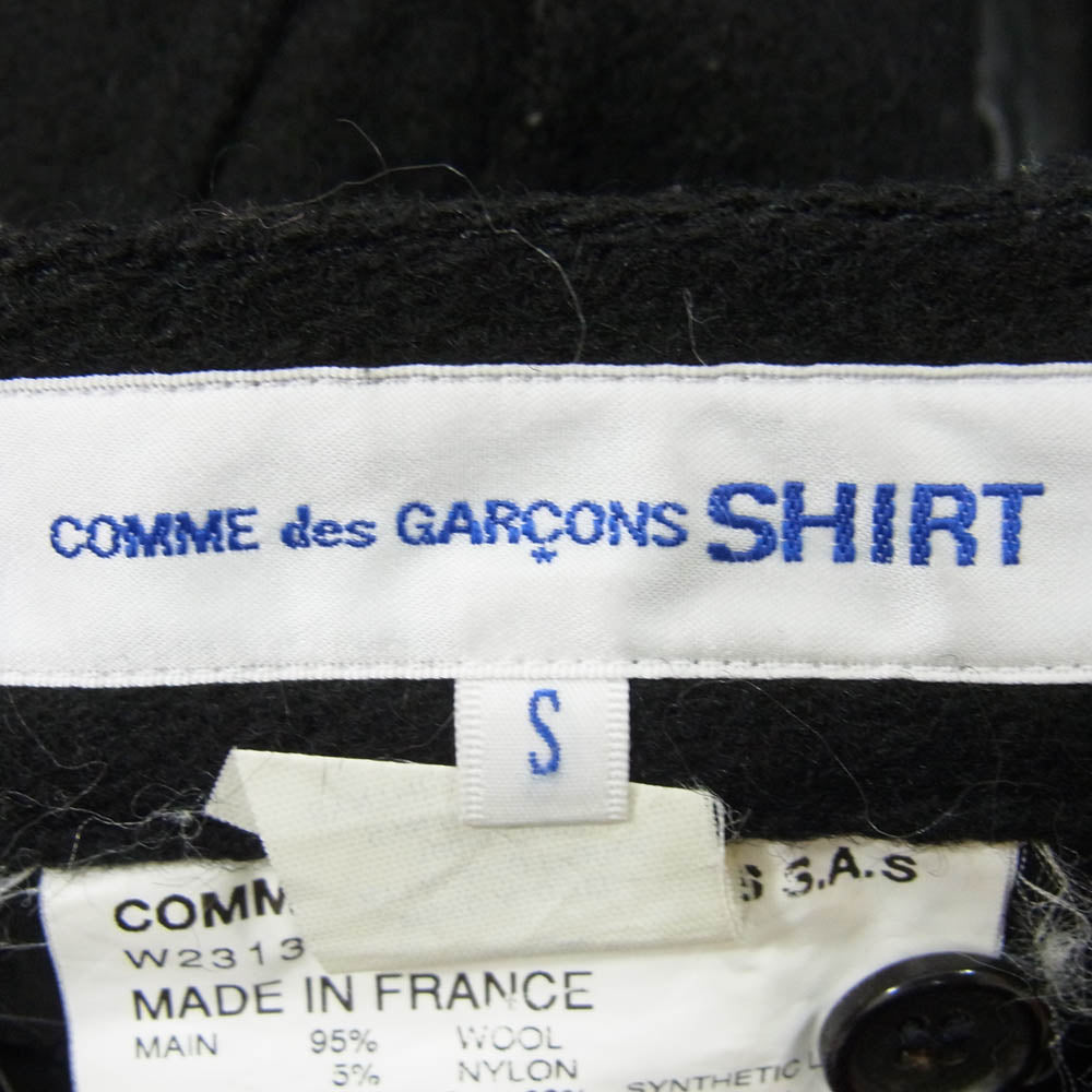 COMME des GARCONS コムデギャルソン W23135 SHIRT シャツ フェイクレザー切替 パッチ ウール パンツ ブラック系 S【中古】