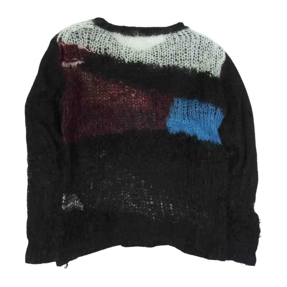 JUNYA WATANABE COMME des GARCONS MAN ジュンヤワタナベコムデギャルソンマン WN-N013 mohair sweater アシンメトリー カラーブロック モヘア ニット セーター ブラック系 S【中古】