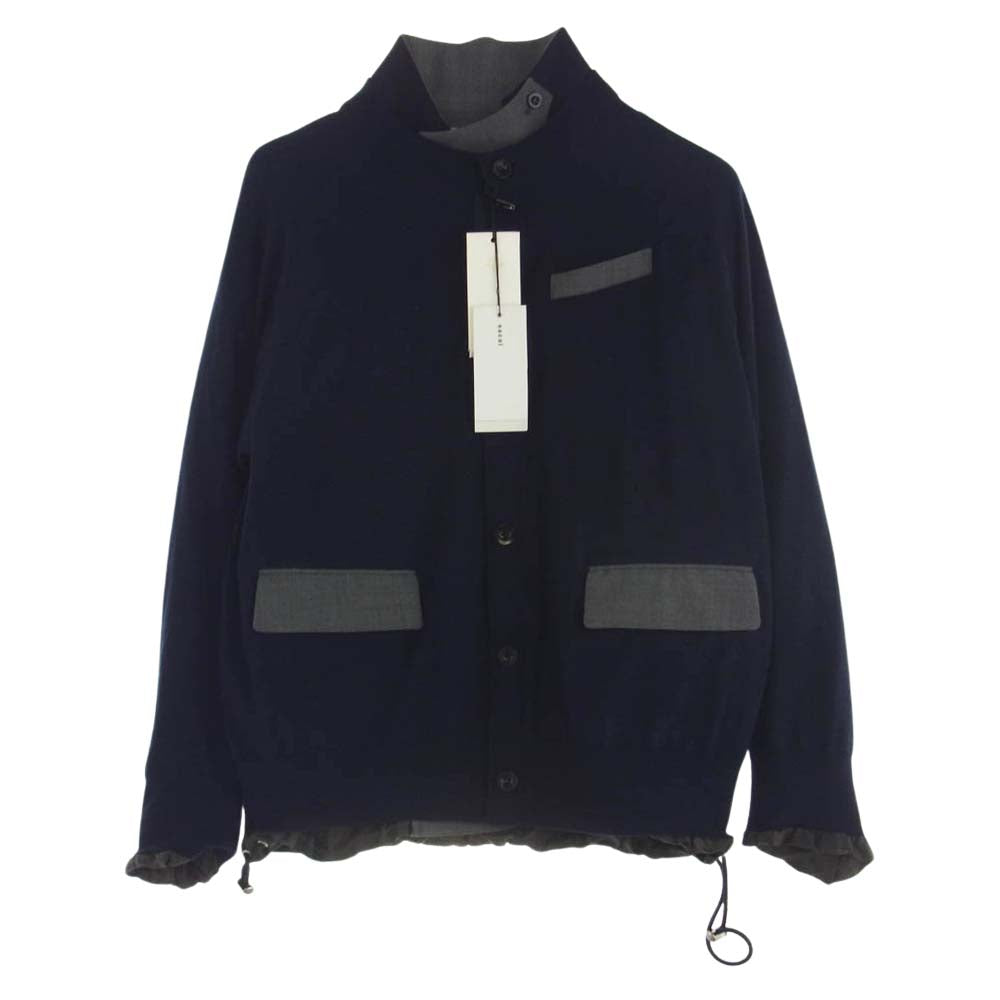 Sacai サカイ 22AW 22-02806M Knit Jacket 異素材切替 ドッキング ニット ジャケット ネイビー系 2【中古】