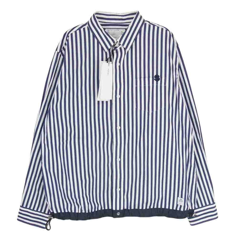 Sacai サカイ 23SS 23-03017M × Thomas Mason トーマスメイソン S Cotton Poplin L/S Shirt コットンポプリン 長袖 ストライプ シャツ ブルゾン ブルー系 2【中古】