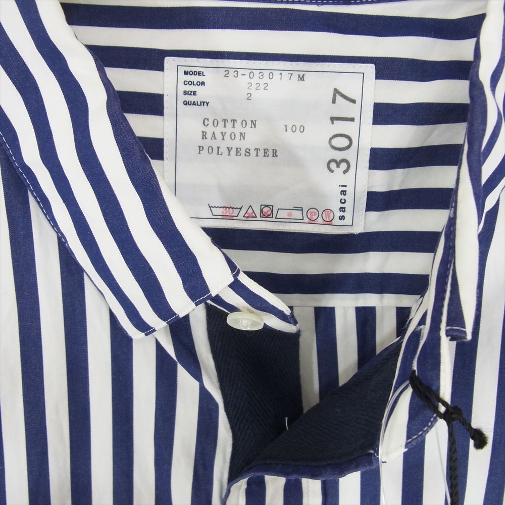 Sacai サカイ 23SS 23-03017M × Thomas Mason トーマスメイソン S Cotton Poplin L/S Shirt コットンポプリン 長袖 ストライプ シャツ ブルゾン ブルー系 2【中古】