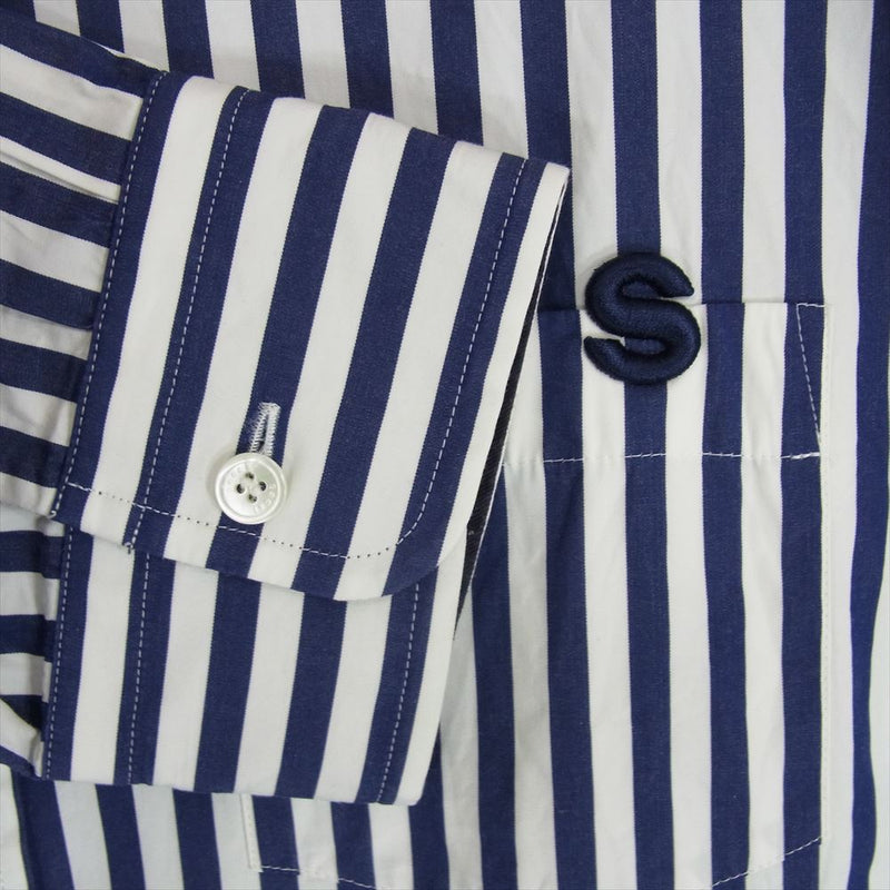 Sacai サカイ 23SS 23-03017M × Thomas Mason トーマスメイソン S Cotton Poplin L/S Shirt コットンポプリン 長袖 ストライプ シャツ ブルゾン ブルー系 2【中古】