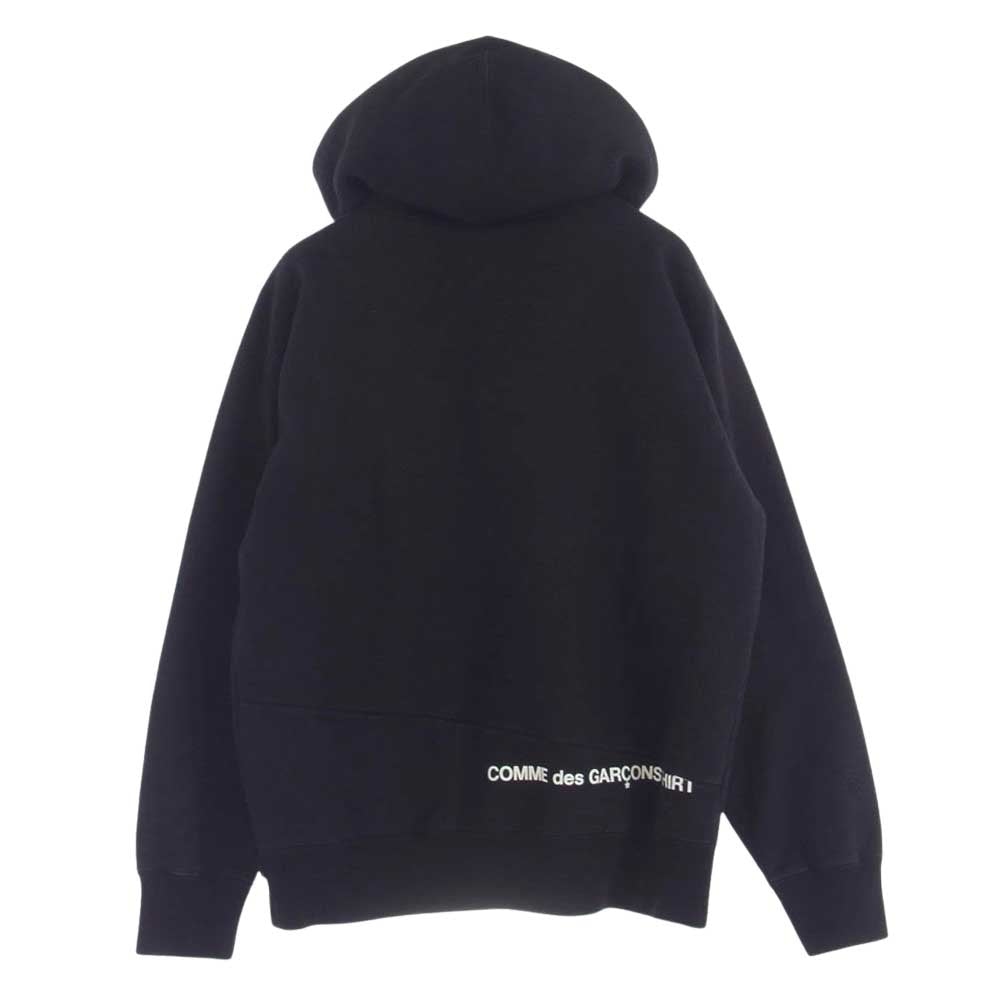 Supreme シュプリーム × COMME des GARCONS コムデギャルソン 18AW Split Box Logo Hooded Sweatshirt スプリット ボックス ロゴ プリント フーデッド スウェットシャツ プルオーバー パーカー ブラック系 S【中古】