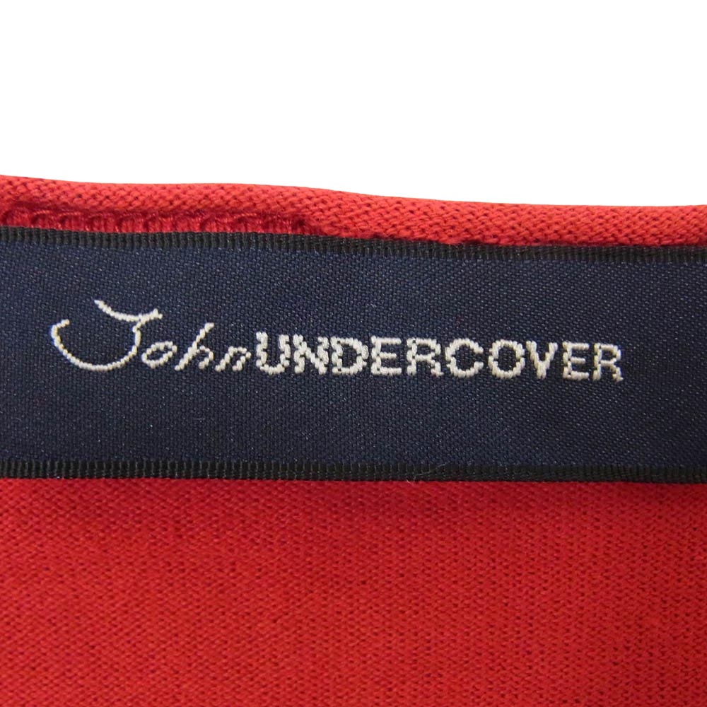 John UNDERCOVER ジョンアンダーカバー 18SS JUU4803-3 The in dispensables プリント 長袖 カットオフ加工 カットソー ロングスリーブ Tシャツ ロンT レッド系 2【中古】