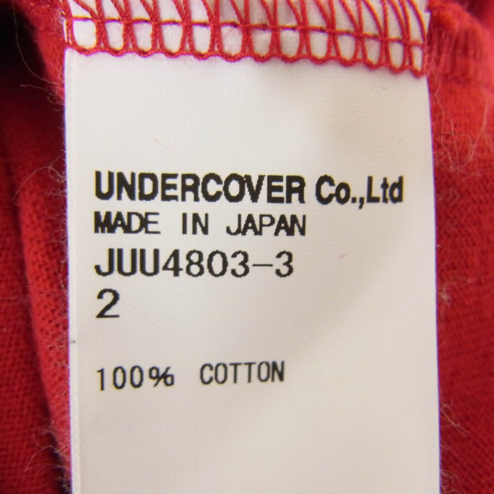 John UNDERCOVER ジョンアンダーカバー 18SS JUU4803-3 The in dispensables プリント 長袖 カットオフ加工 カットソー ロングスリーブ Tシャツ ロンT レッド系 2【中古】