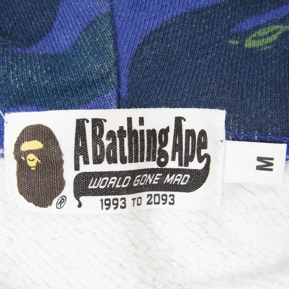 A BATHING APE アベイシングエイプ 001ZPI231902C × HERON PRESTON ロゴ プリント カモフラ 迷彩柄 ジップアップ シャーク フーディ パーカー パープル系 M【中古】