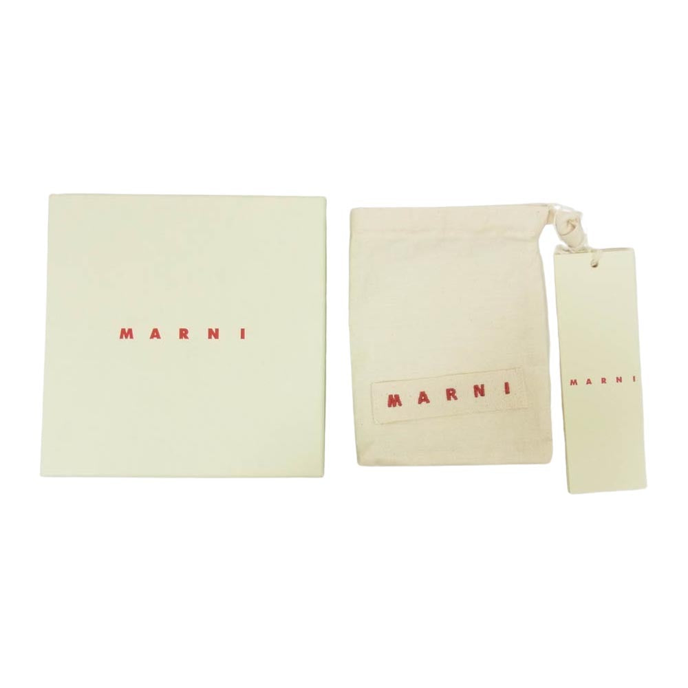 MARNI マルニ メンディング レザー カード ケース ロゴ刺繡 ブラック系【美品】【中古】