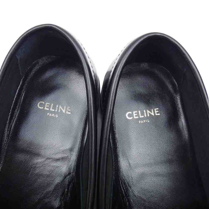 CELINE セリーヌ 774648 ルコ コインローファー レザーシューズ ブラック系 39【中古】