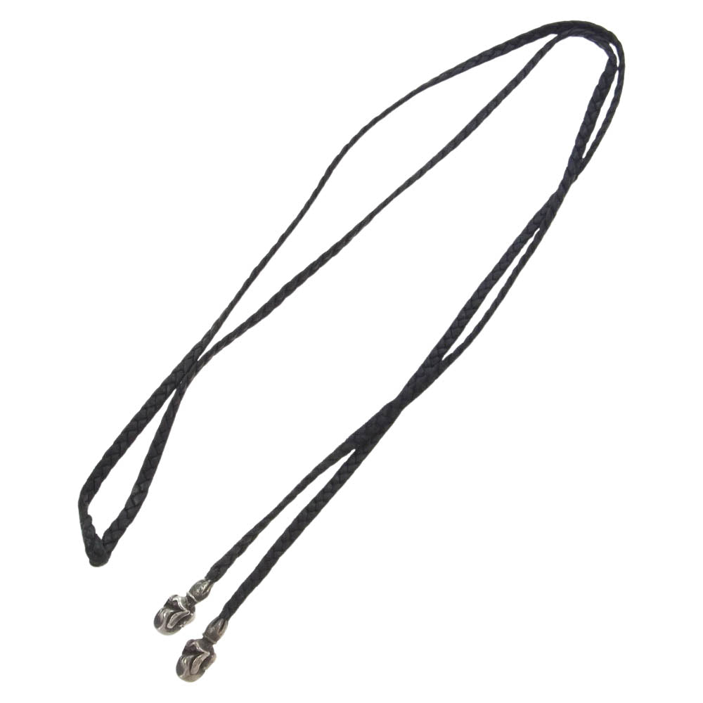 CHROME HEARTS クロムハーツ（原本無） LEATHER BRAID LIPS & TONGUE レザーブレード リップアンドタン ブラック系 シルバー系【中古】