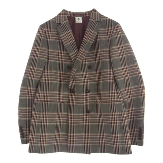 UNITED ARROWS ユナイテッドアローズ 8622-209-0006 BEAUTY&YOUTH 6 ROKU CHECK SET UP JACKET チェック 6B ダブルブレスト 本切羽 テーラード ジャケット ブラウン系 38【中古】