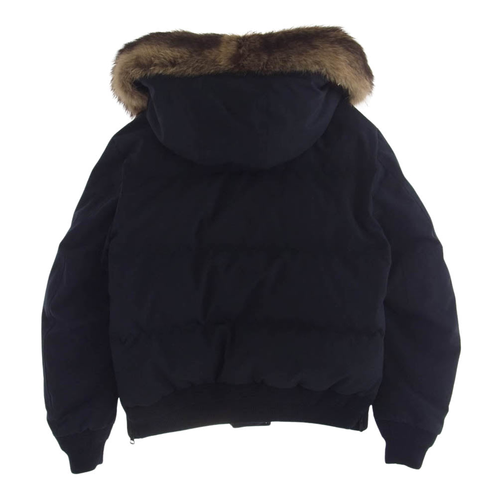 MONCLER モンクレール Cavell ロゴワッペン ファーフード フーデッド ダウンジャケット ネイビー系 1【中古】