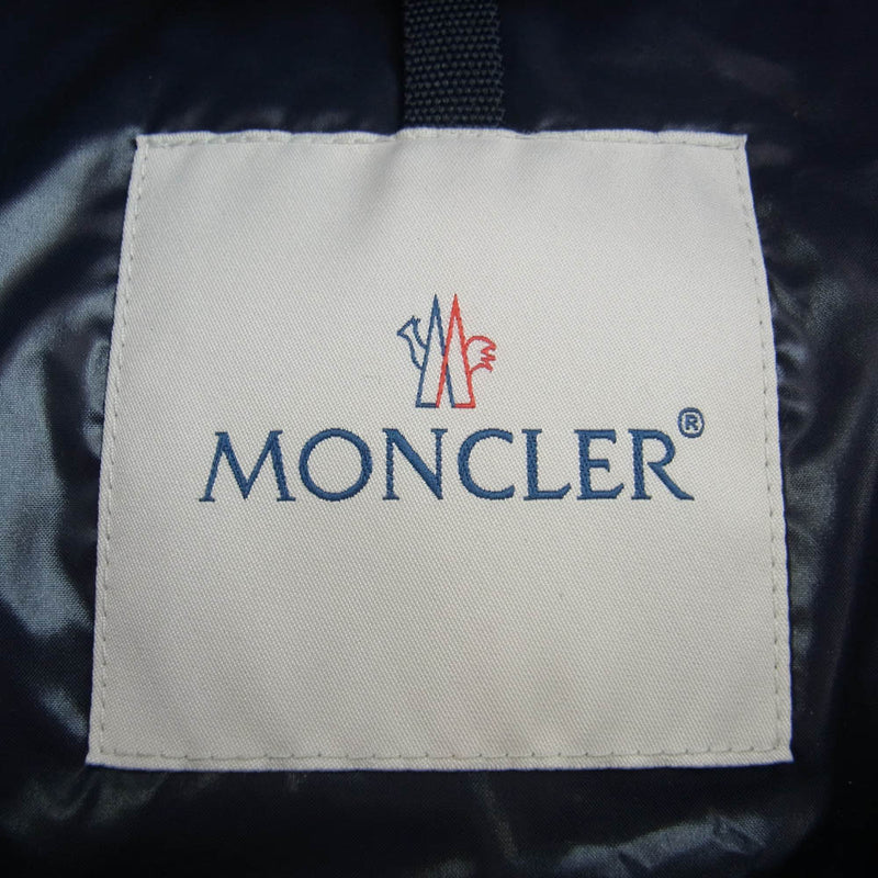 MONCLER モンクレール Cavell ロゴワッペン ファーフード フーデッド ダウンジャケット ネイビー系 1【中古】