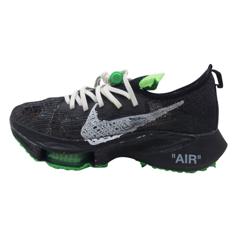 NIKE ナイキ CV0697-001 フェイクバスターズ鑑定済 × Off-White オフホワイト Air Zoom Tempo Next% Flyknit エアズーム テンポ ネクスト％ フライニット スニーカー ブラック系 ライトグリーン系 28cm【中古】