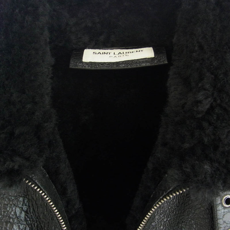 SAINT LAURENT サンローラン 630132 YCCR2 Paris ムートンジャケット ブラック系 48【中古】