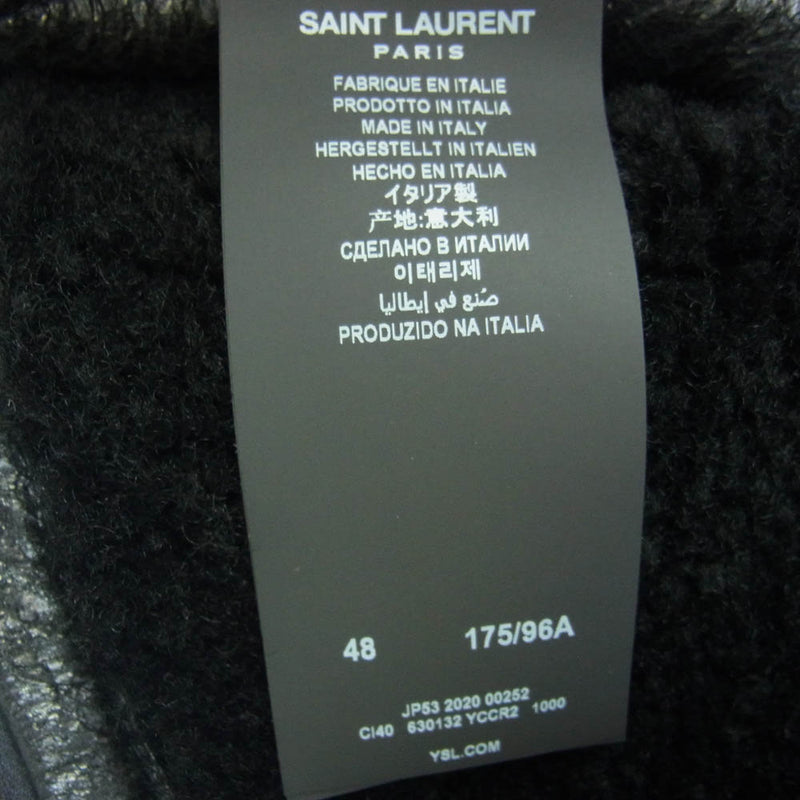 SAINT LAURENT サンローラン 630132 YCCR2 Paris ムートンジャケット ブラック系 48【中古】