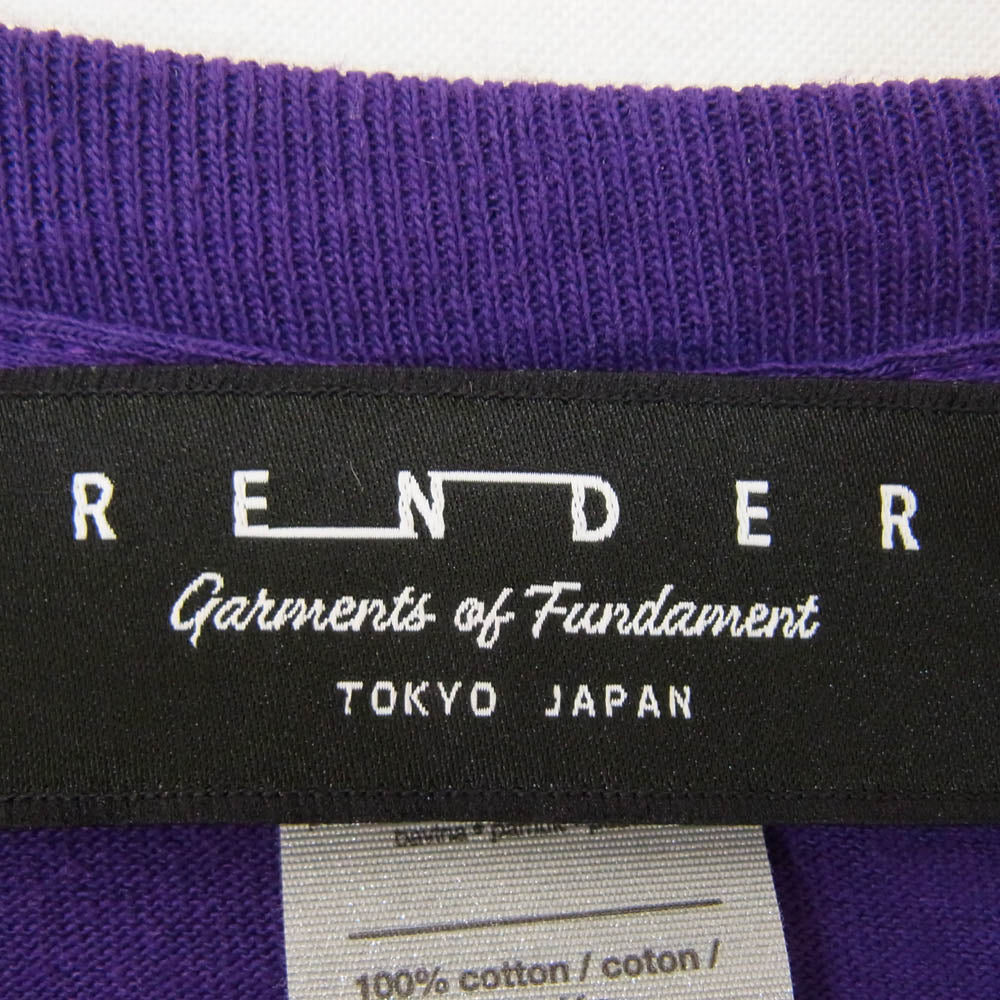 RENDER レンダー 袖ロゴ カットソー クルーネック 長袖 Tシャツ 紫 L パープル系 L【中古】