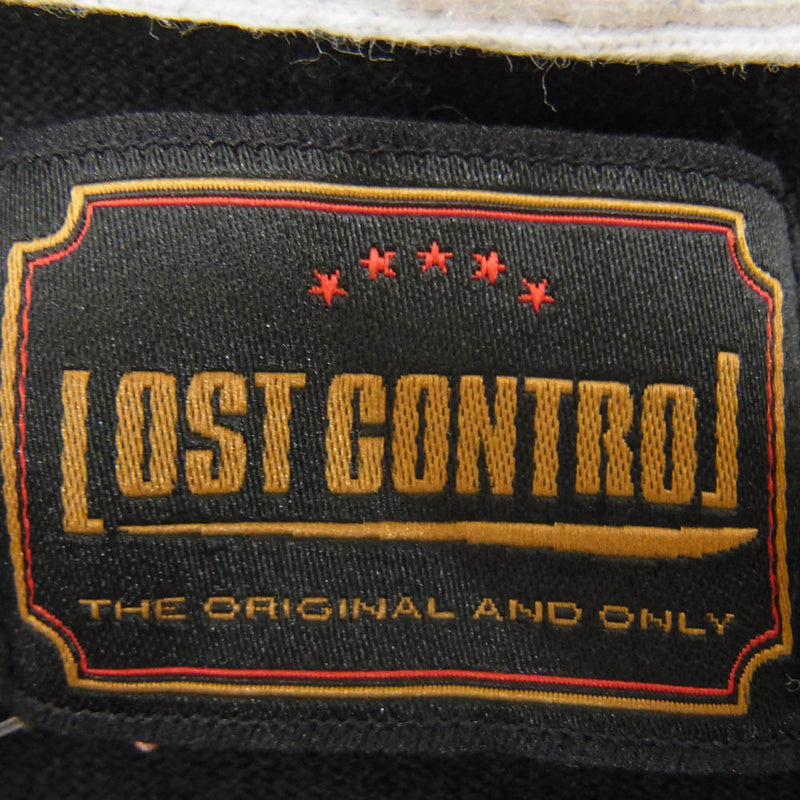 LOST CONTROL ロストコントロール L19S1-1008 SPLIT RAGLAN LS 2トーン ラグラン ロゴ Tシャツ ブラック系 M【中古】