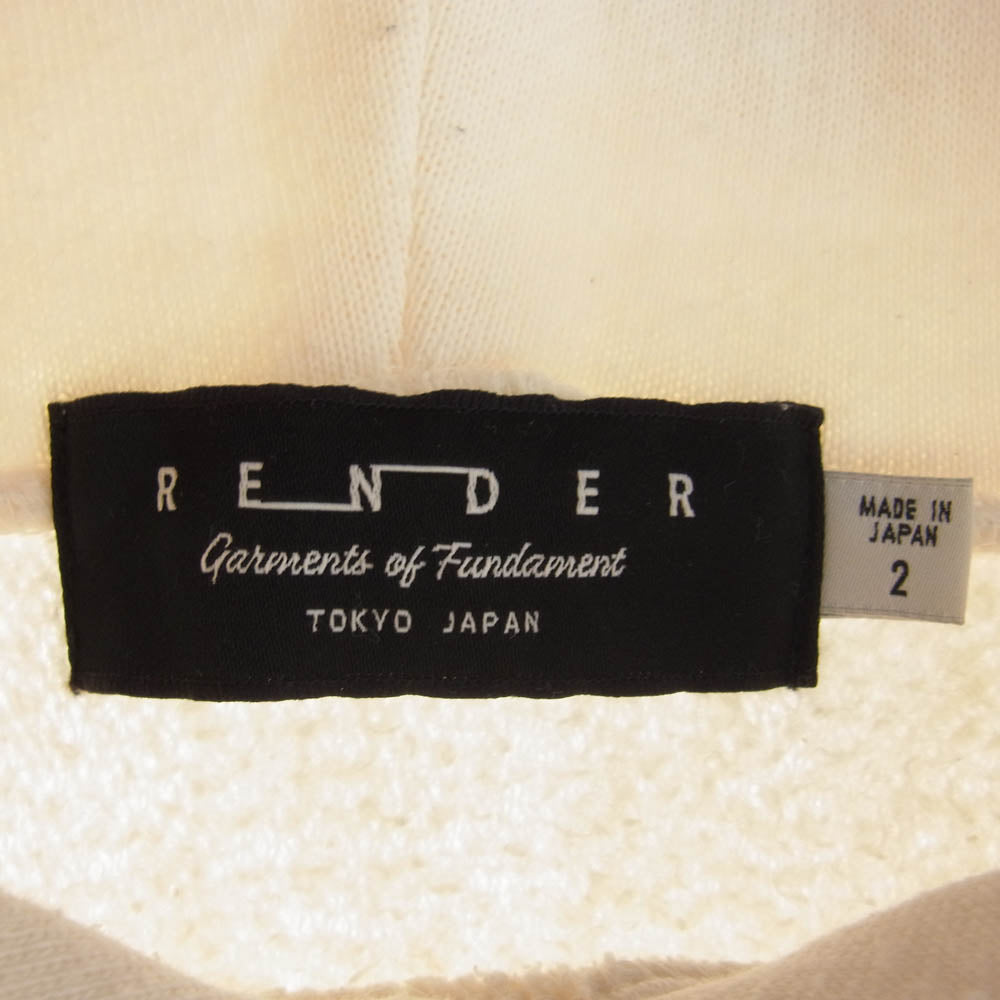 RENDER レンダー RDC914 ロゴ スウェット パーカー ホワイト系 2【中古】