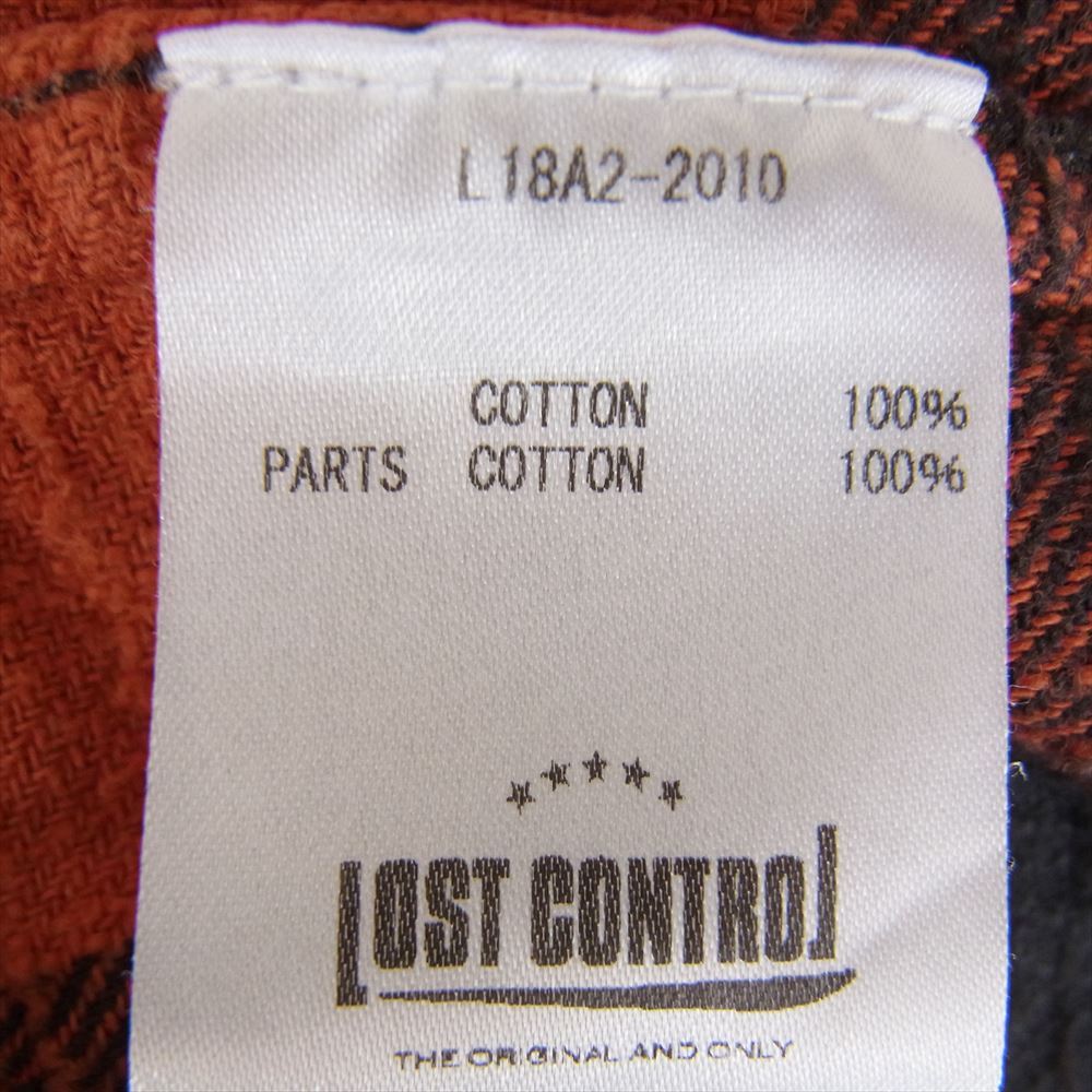 LOST CONTROL ロストコントロール L18A2-2010 Square Pocket Check Shirts スクウェア ポケット チェック 長袖 シャツ レッド系 3【中古】