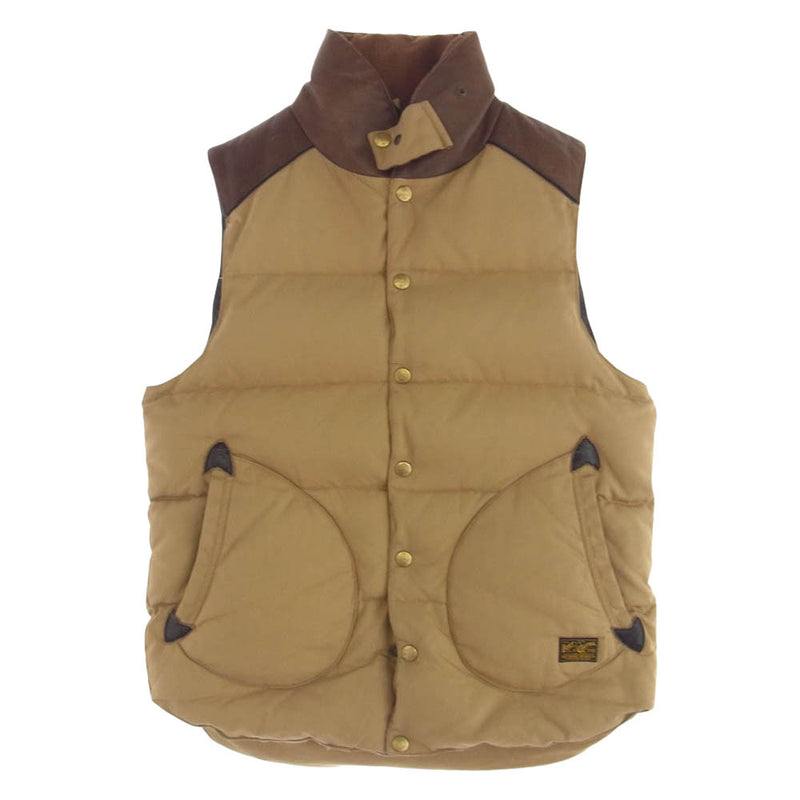 LOST CONTROL ロストコントロール L11W4-4183 Showl Collar Down Vest レザー 切替 ダウン ベスト ライトブラウン系 2【中古】