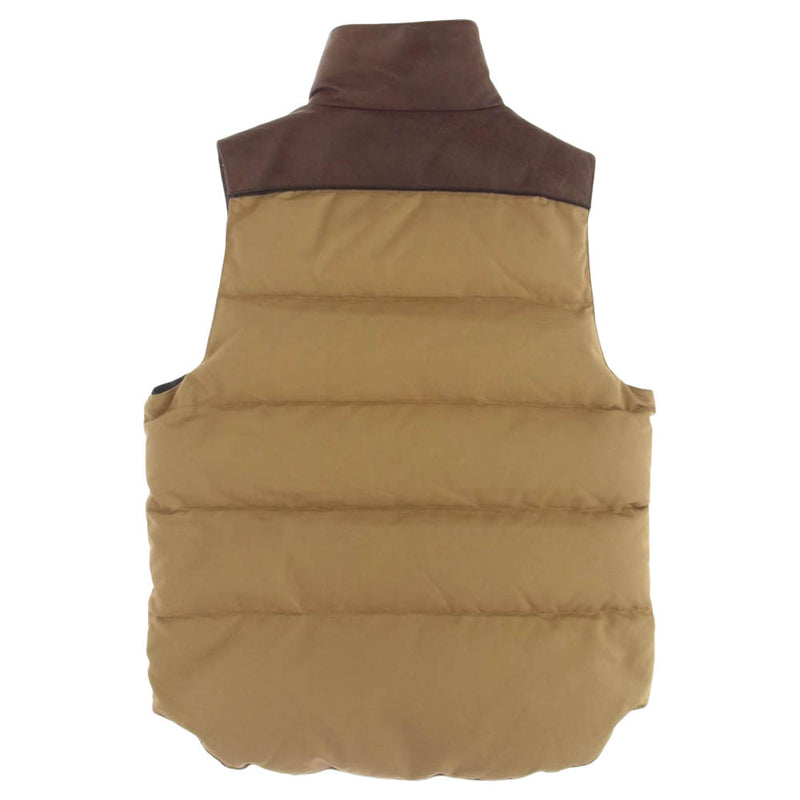 LOST CONTROL ロストコントロール L11W4-4183 Showl Collar Down Vest レザー 切替 ダウン ベスト ライトブラウン系 2【中古】