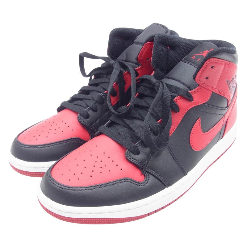 NIKE AIR JORDAN ナイキ ジョーダン 554724-074 Air Jordan 1 Mid Bred エアジョーダン1 ミッド ブレッド スニーカー ブラック系 レッド系 27cm【美品】【中古】