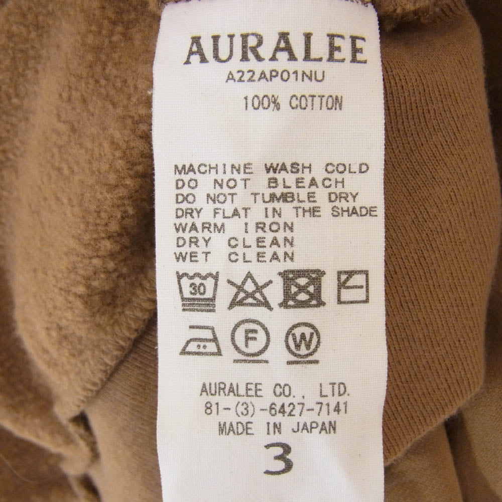 AURALEE オーラリー 22AW A22AP01NU ELASTIC HIGH GAUGE SWEAT P/O エラスティック ハイゲージ スウェット トレーナー ブラウン系 3【中古】