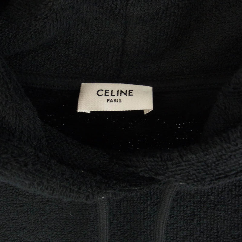 CELINE セリーヌ 2Y37G372Y.38AW コットンテリー ルーズ フーディー ロゴ刺繍 オーバーサイズ パーカー ブラック系 XXL【中古】