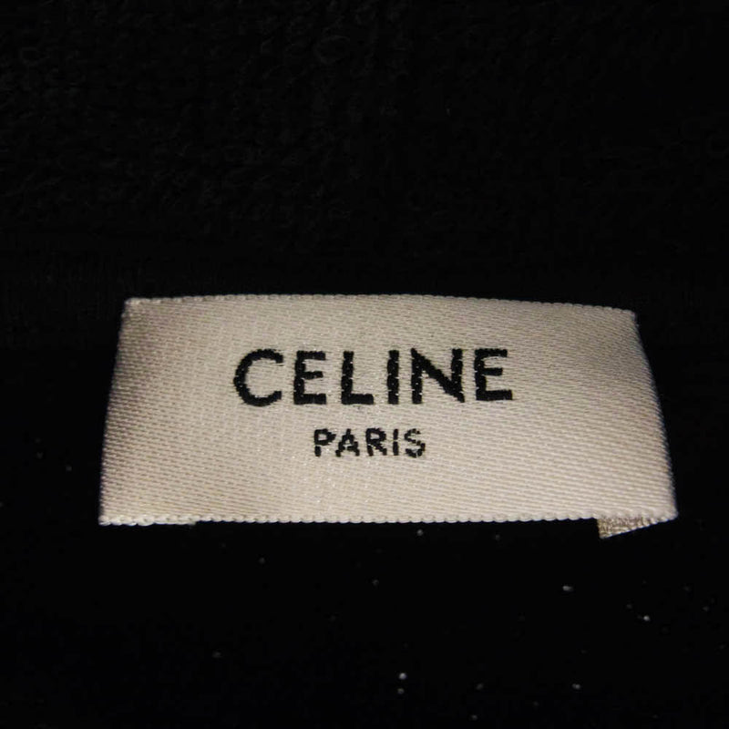 CELINE セリーヌ 2Y37G372Y.38AW コットンテリー ルーズ フーディー ロゴ刺繍 オーバーサイズ パーカー ブラック系 XXL【中古】