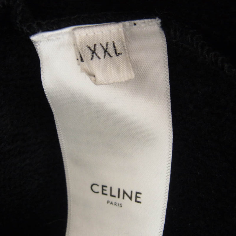 CELINE セリーヌ 2Y37G372Y.38AW コットンテリー ルーズ フーディー ロゴ刺繍 オーバーサイズ パーカー ブラック系 XXL【中古】