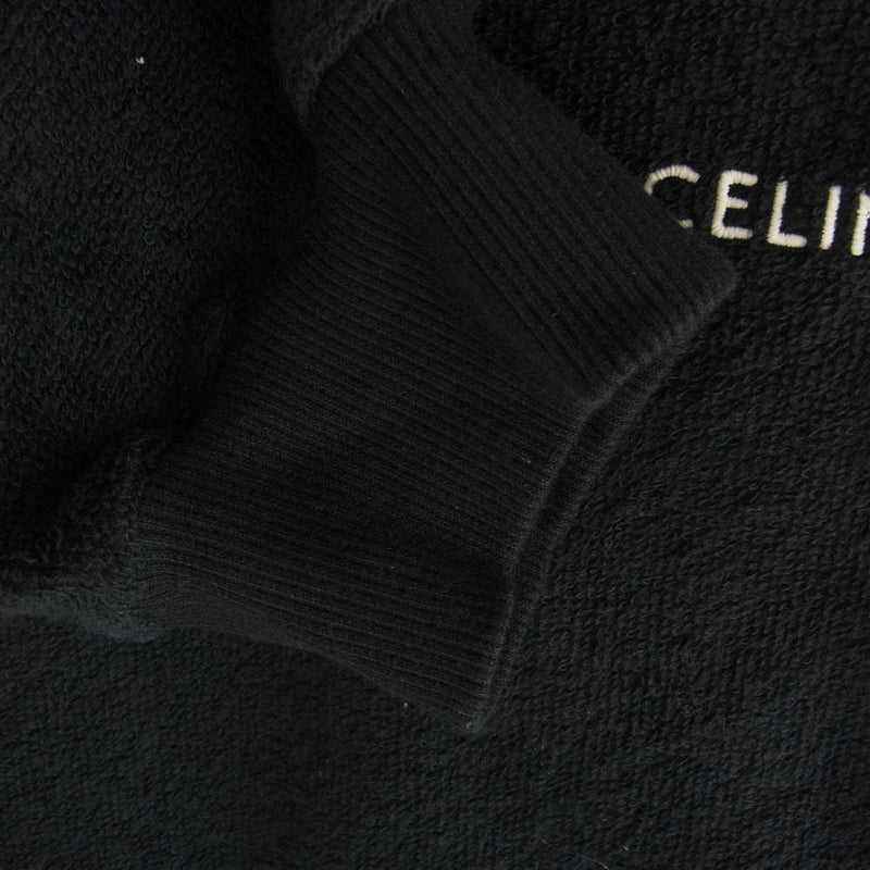 CELINE セリーヌ 2Y37G372Y.38AW コットンテリー ルーズ フーディー ロゴ刺繍 オーバーサイズ パーカー ブラック系 XXL【中古】