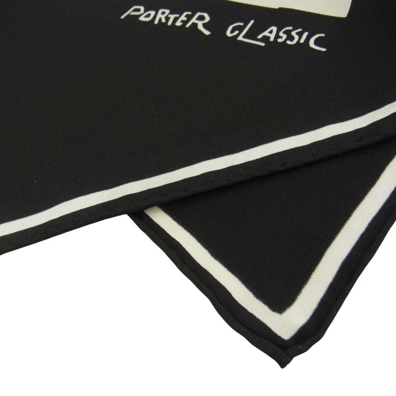 PORTER CLASSIC ポータークラシック PC-011-2056-0010-0900 SILK SCARF お針子マフィア 総柄 シルク スカーフ ブラック系 F【新古品】【未使用】【中古】